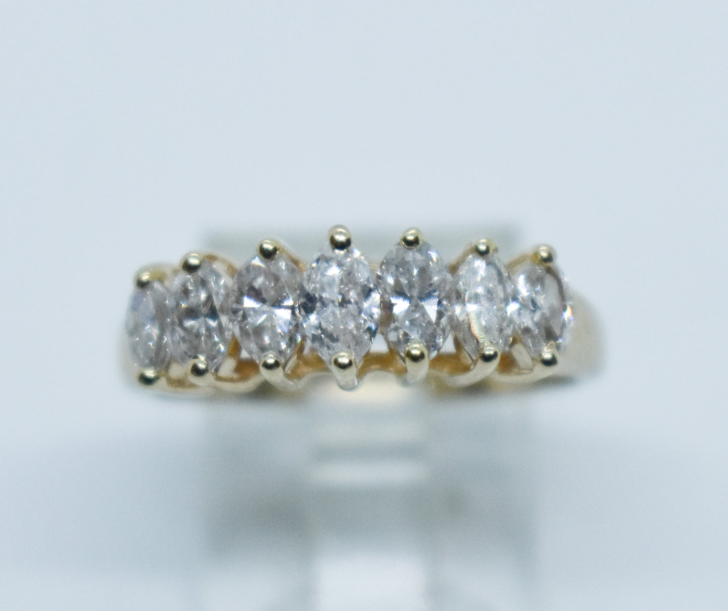 Vintage 14k Yellow Gold Marquise Diamond Band Size 5 3/4