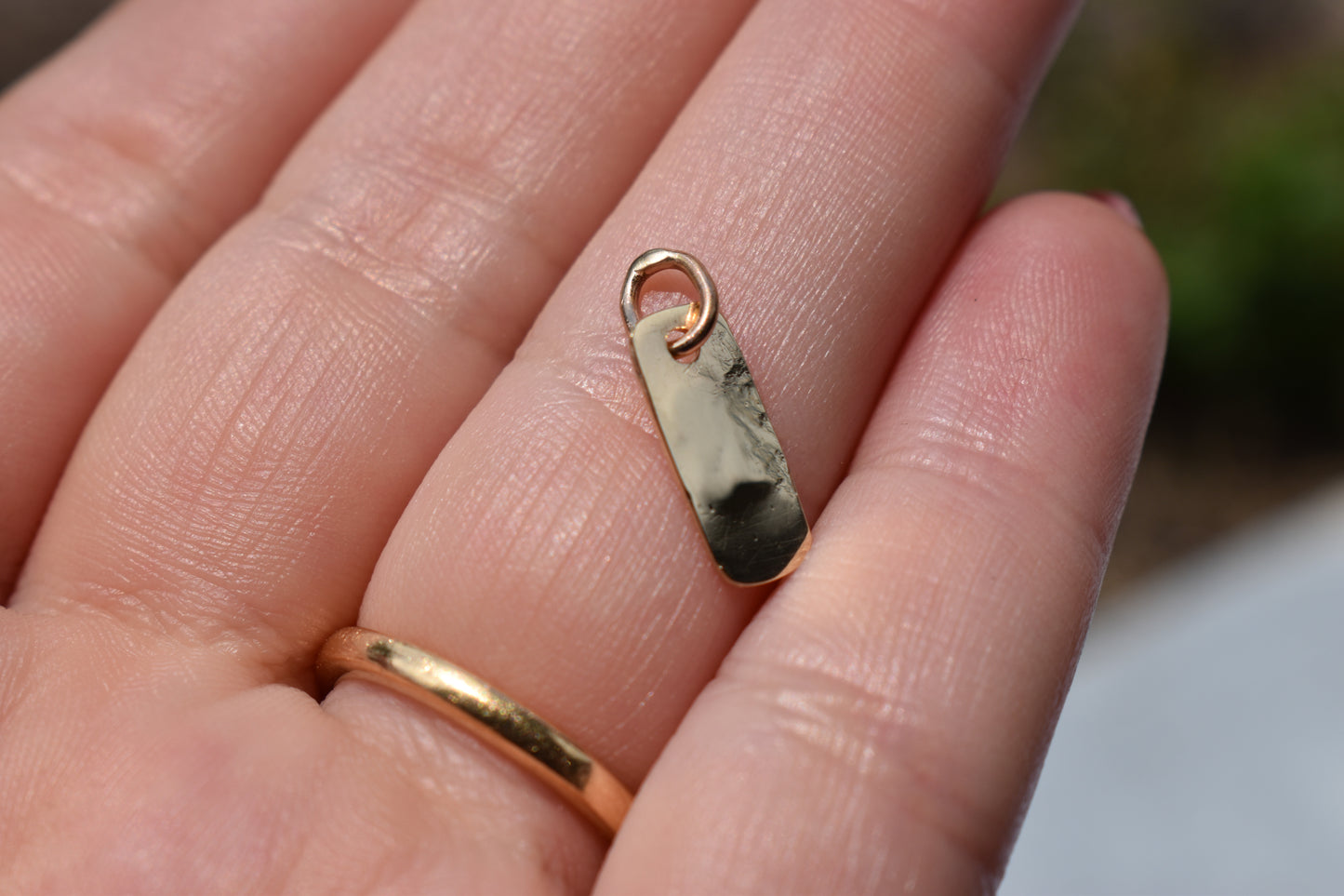 Handmade 14k Yellow Gold Micro Bar Charm – JensterJewels