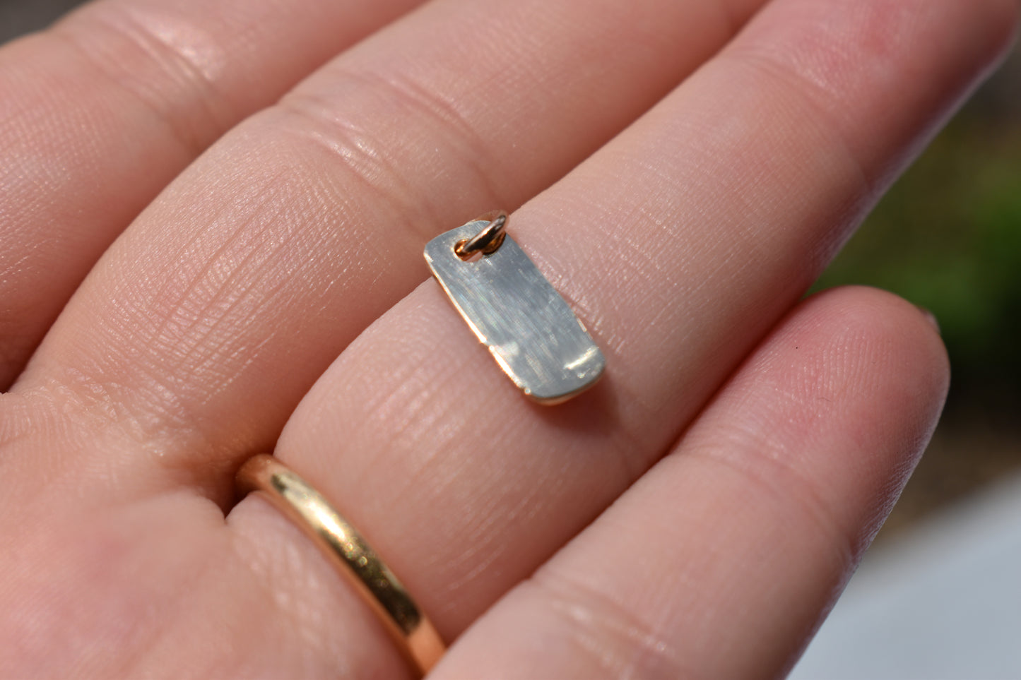 Handmade 14k Yellow Gold Micro Bar Charm – JensterJewels