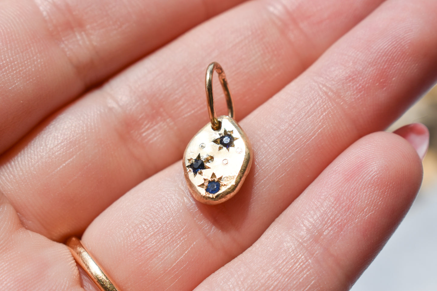 Handmade 14k Yellow Gold Organic Sapphire Pendant – JensterJewels