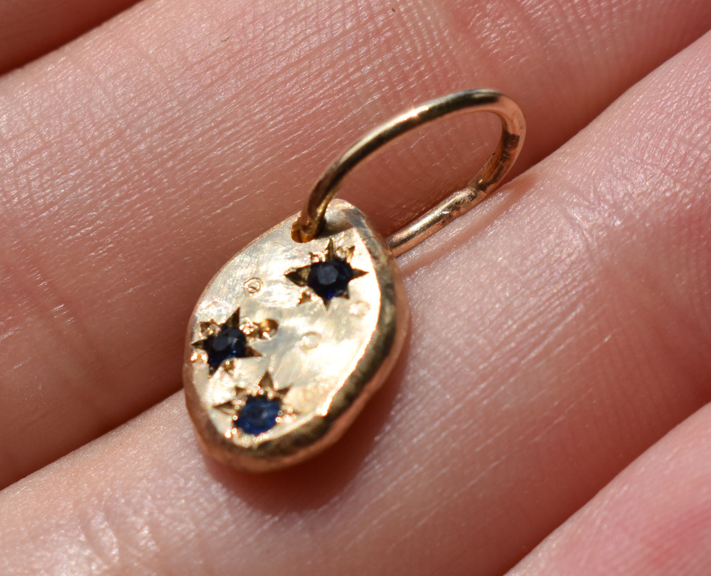 Handmade 14k Yellow Gold Organic Sapphire Pendant – JensterJewels