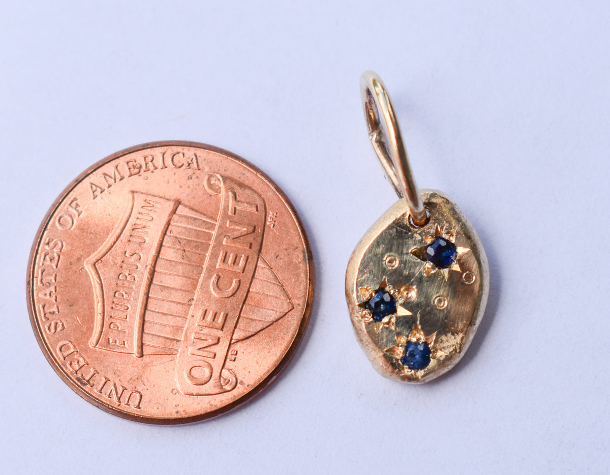 Handmade 14k Yellow Gold Organic Sapphire Pendant – JensterJewels