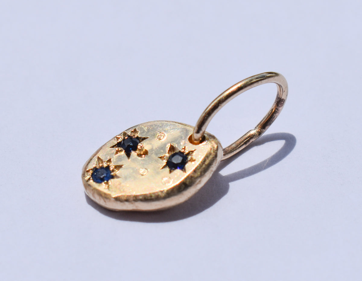 Handmade 14k Yellow Gold Organic Sapphire Pendant – JensterJewels