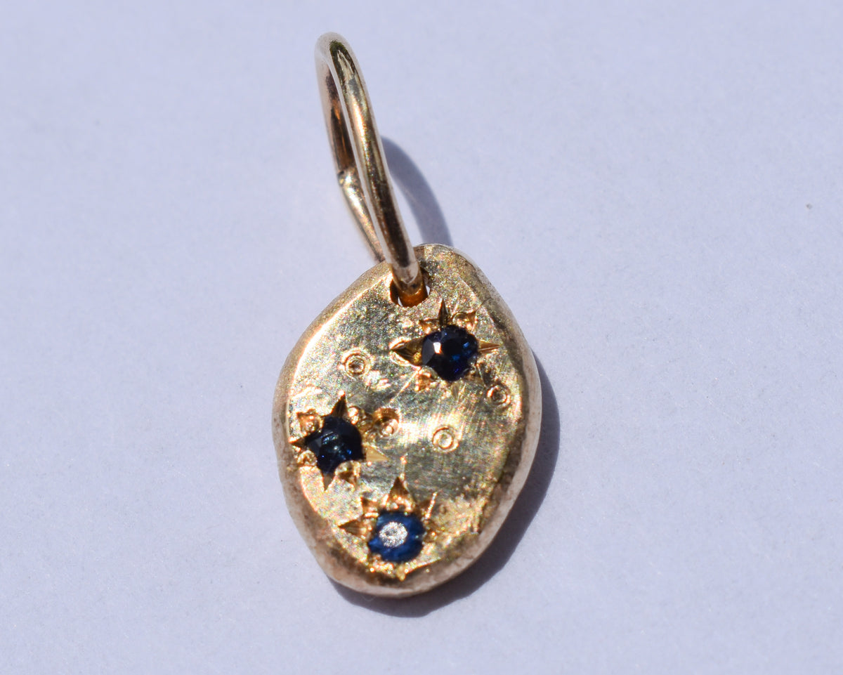 Handmade 14k Yellow Gold Organic Sapphire Pendant – JensterJewels