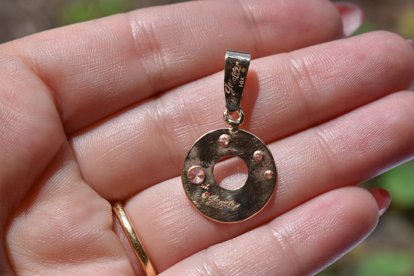 Handmade Solid 14k Yellow Gold Circle “Donut” CZ Pendant – JensterJewels