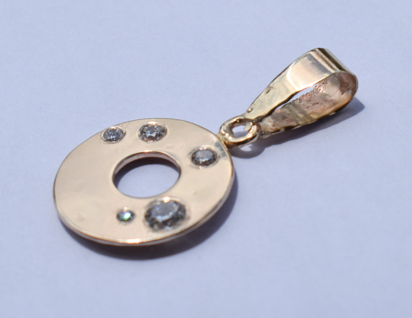 Handmade Solid 14k Yellow Gold Circle “Donut” CZ Pendant – JensterJewels