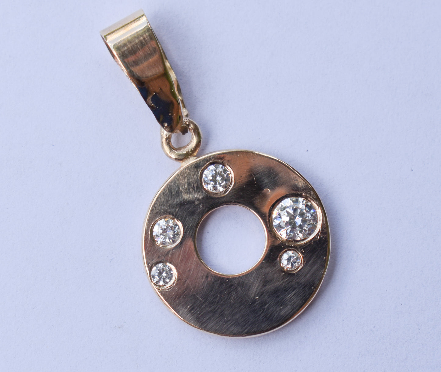Handmade Solid 14k Yellow Gold Circle “Donut” CZ Pendant – JensterJewels