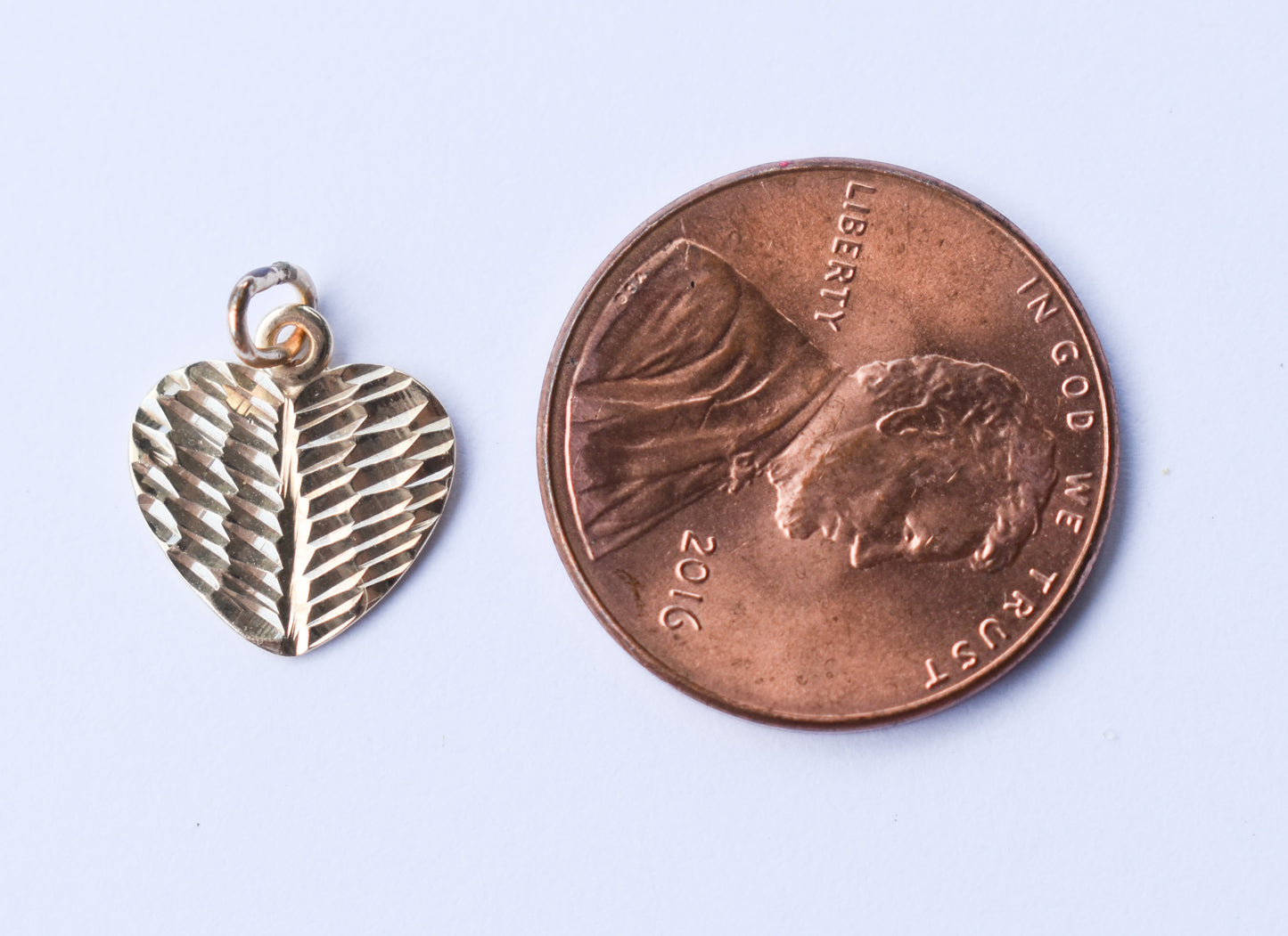 Vintage 14k Yellow Gold Diamond-Cut Heart Charm