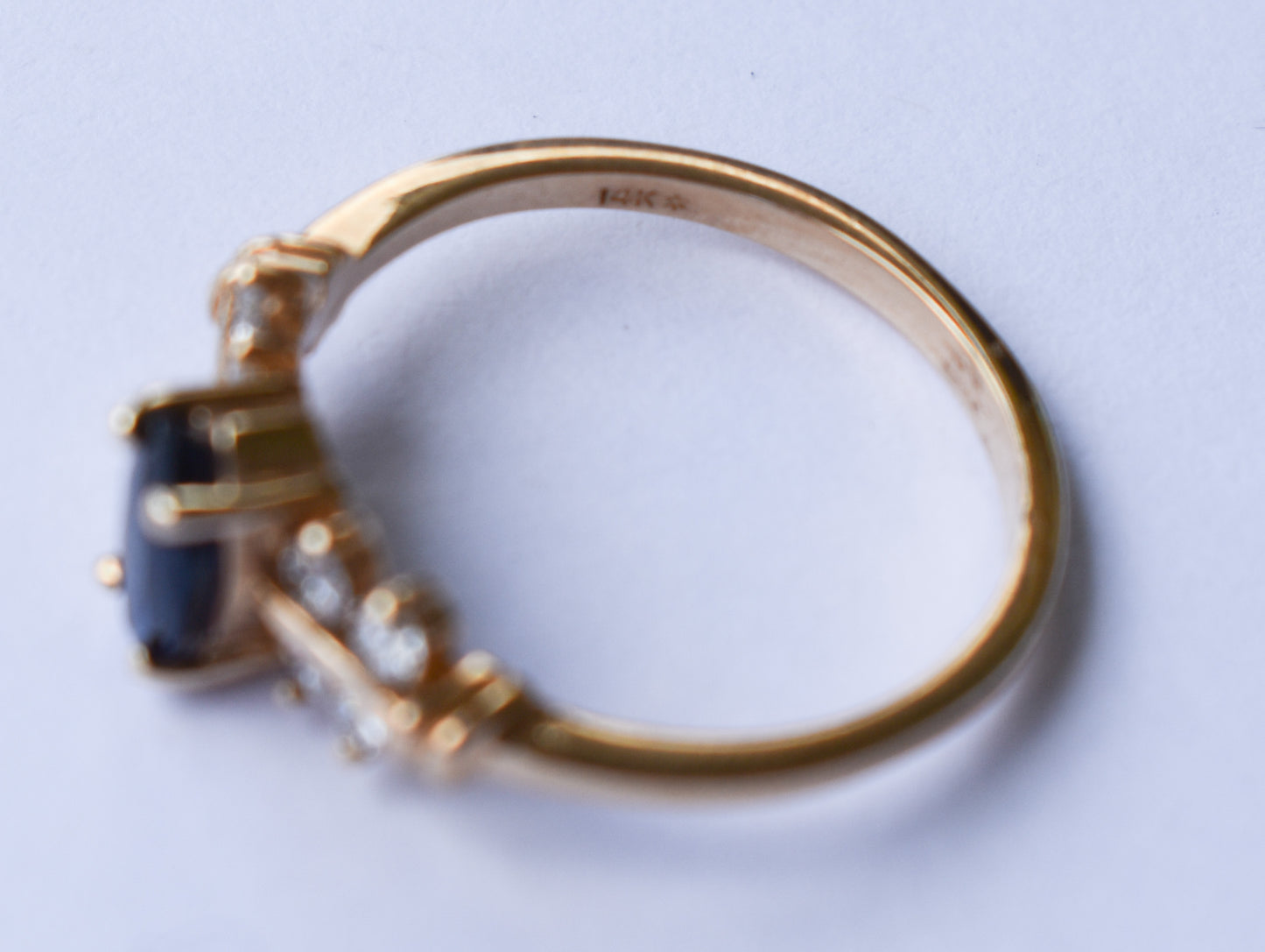 Vintage 14k Yellow Gold Sapphire & Diamond Ring Size 6