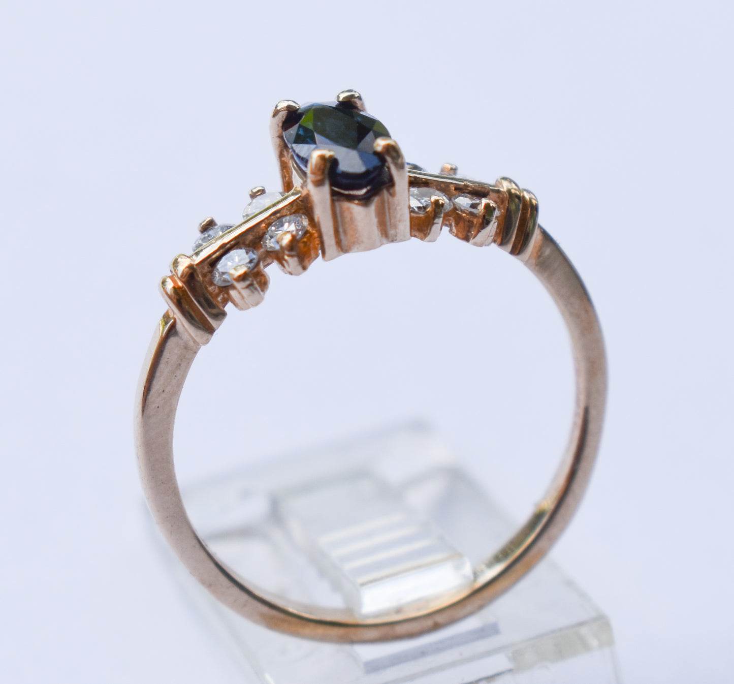 Vintage 14k Yellow Gold Sapphire & Diamond Ring Size 6