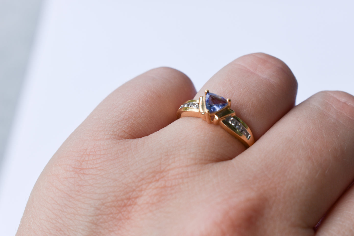 Vintage 14k Yellow Gold Tanzanite & Diamond Ring Size 6