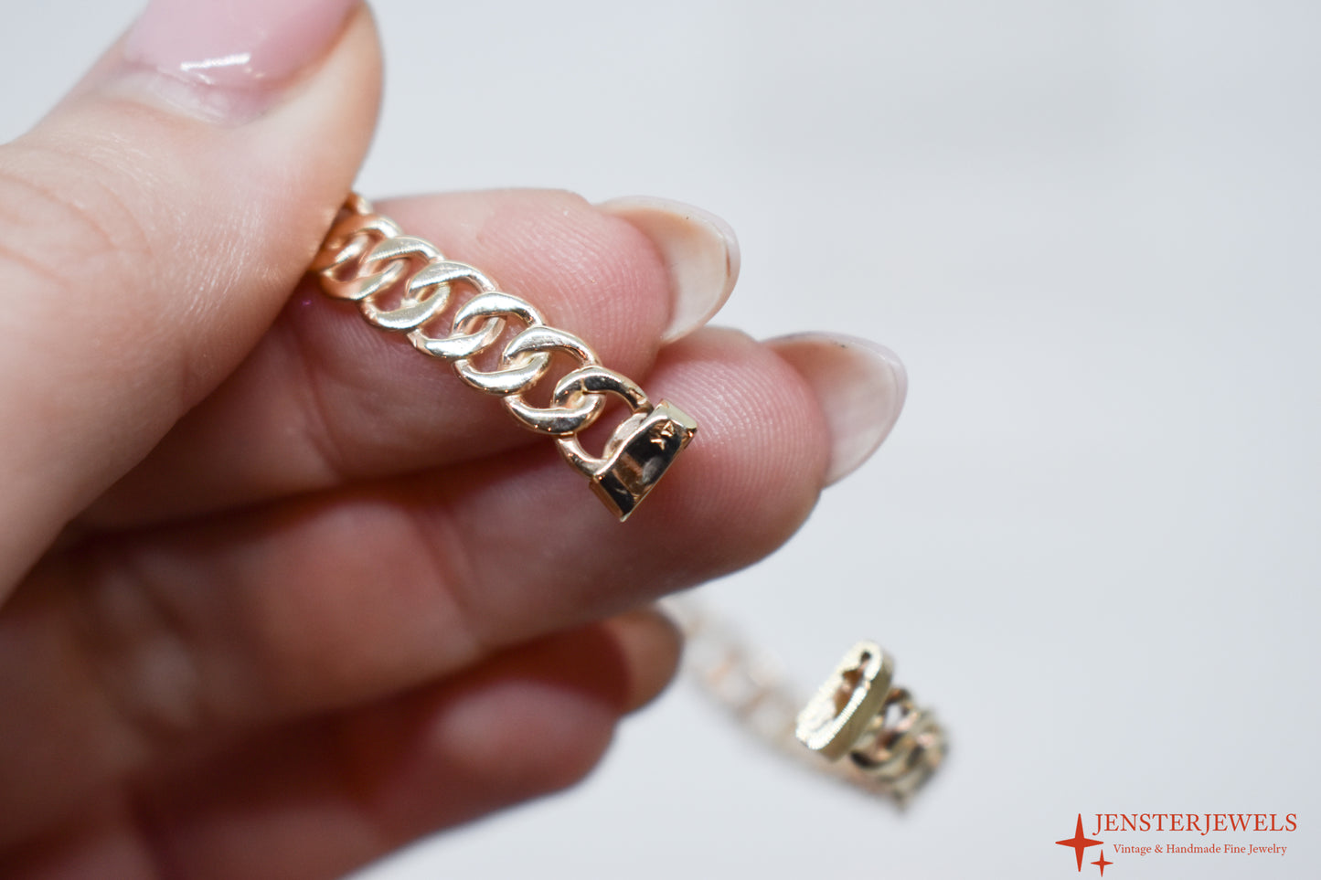 Handmade Solid 14k Yellow Gold Cuban Link Cuff Bracelet