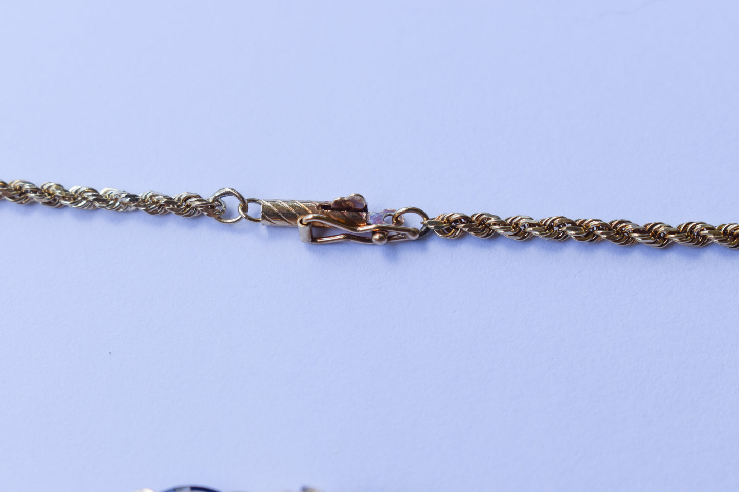 Vintage 14k Yellow Gold Sapphire & Diamond V-Shaped Necklace