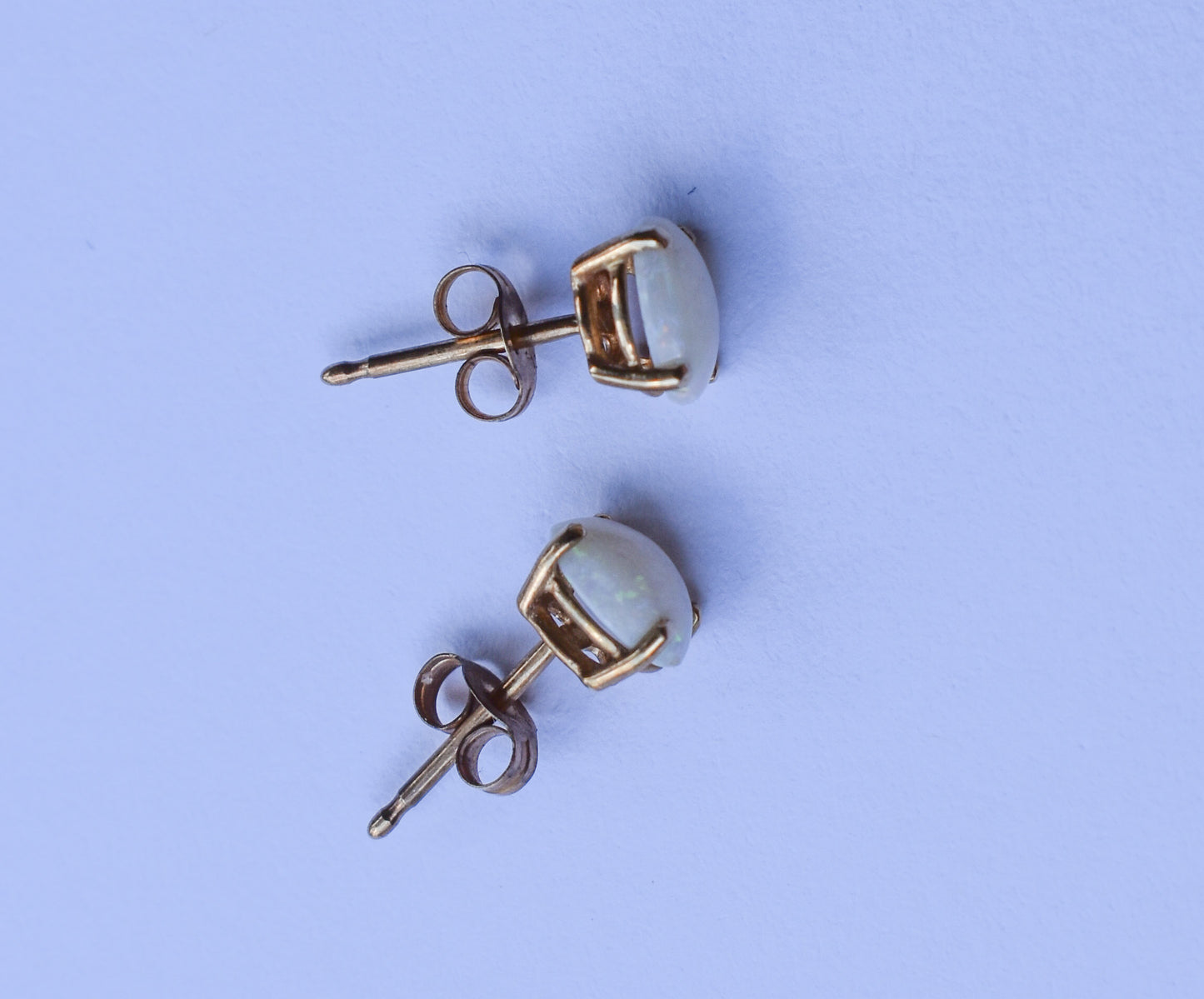 Vintage 14k Yellow Gold Oval Opal Stud Earrings