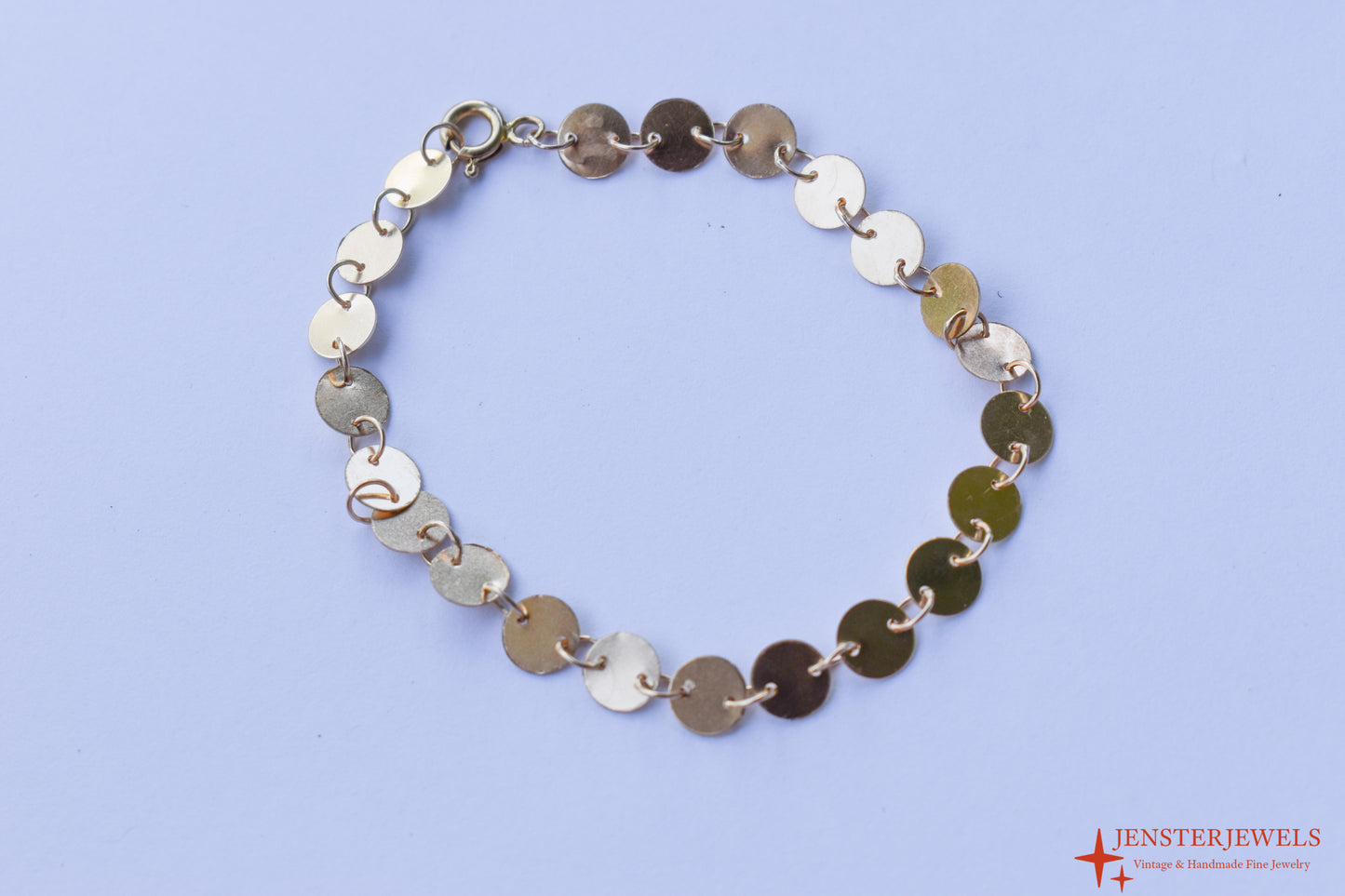 Handmade Solid 14k Yellow Gold Circle Link Bracelet 7" – JensterJewels