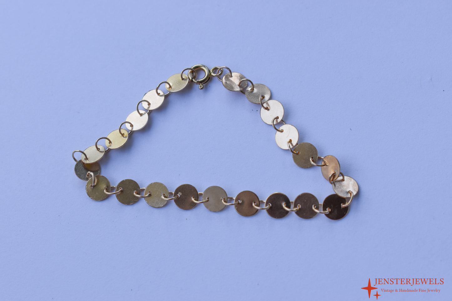 Handmade Solid 14k Yellow Gold Circle Link Bracelet 7" – JensterJewels
