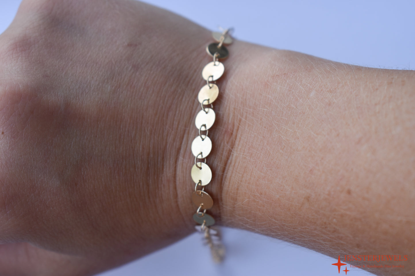 Handmade Solid 14k Yellow Gold Circle Link Bracelet 7" – JensterJewels