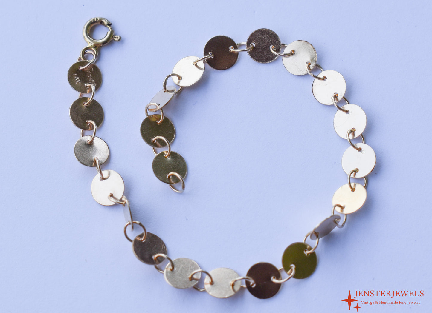 Handmade Solid 14k Yellow Gold Circle Link Bracelet 7" – JensterJewels