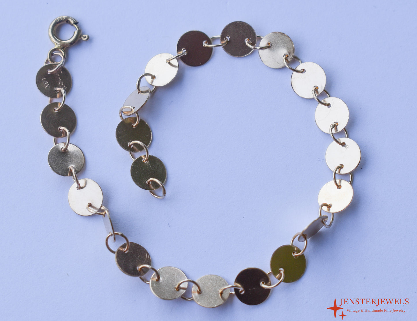 Handmade Solid 14k Yellow Gold Circle Link Bracelet 7" – JensterJewels