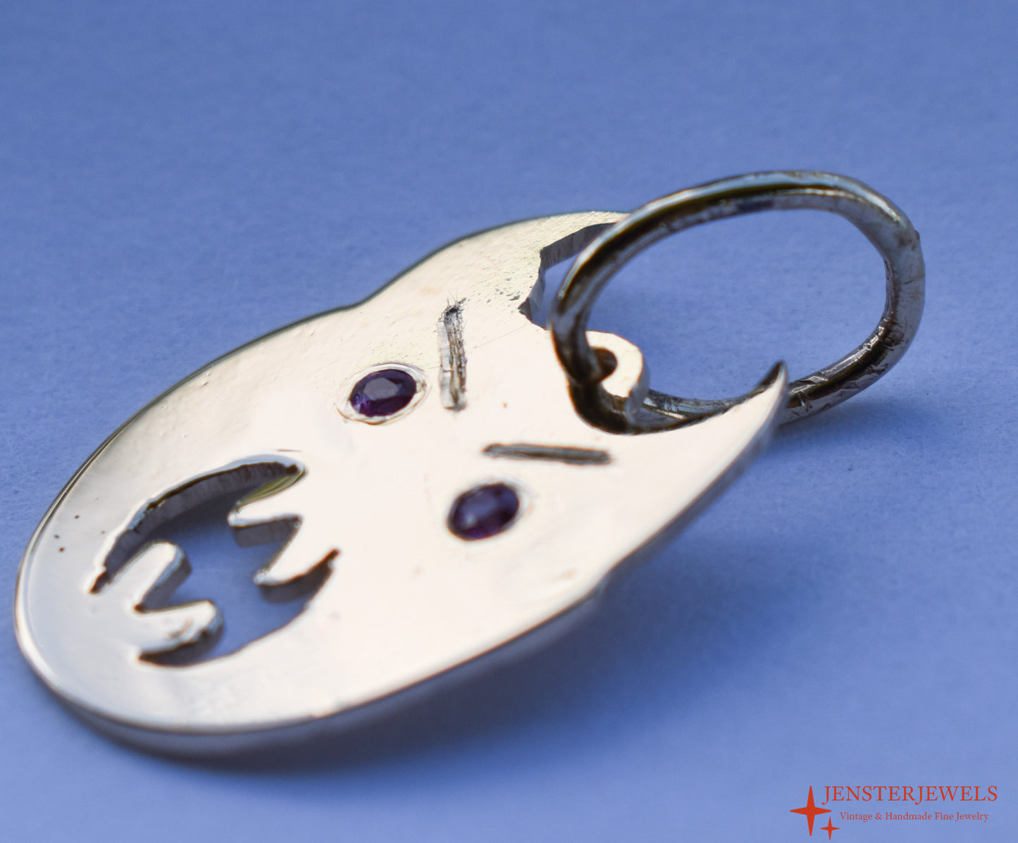 RESERVED - Handmade Solid 14k Yellow Gold Custom Demon Face Ruby-Eye Pendant – JensterJewels