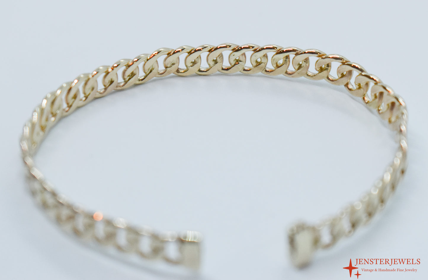 Handmade Solid 14k Yellow Gold Cuban Link Cuff Bracelet