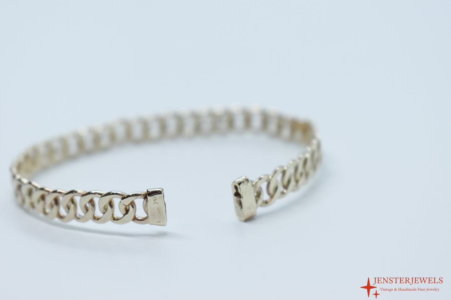 Handmade Solid 14k Yellow Gold Cuban Link Cuff Bracelet