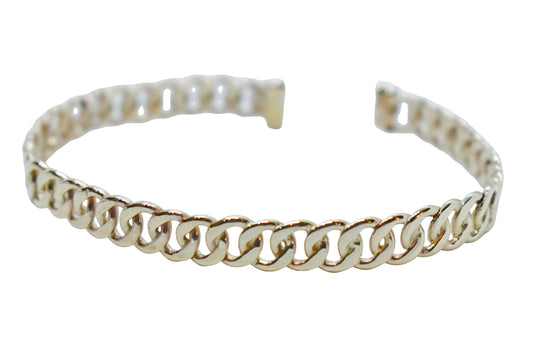 Handmade Solid 14k Yellow Gold Cuban Link Cuff Bracelet
