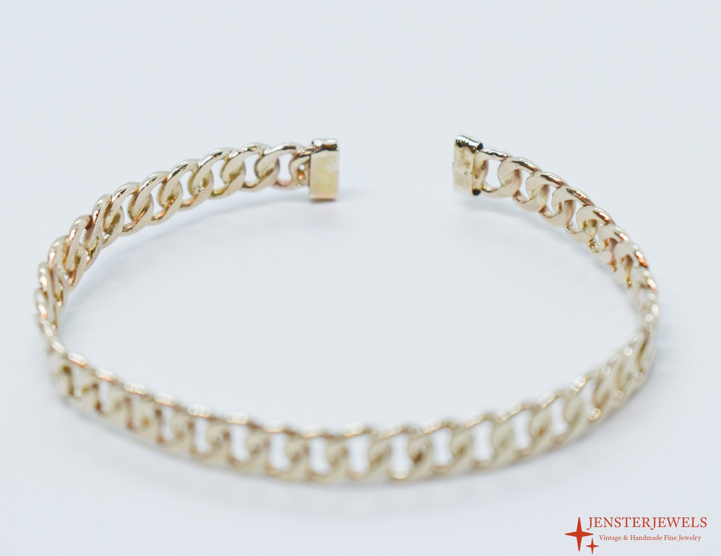 Handmade Solid 14k Yellow Gold Cuban Link Cuff Bracelet