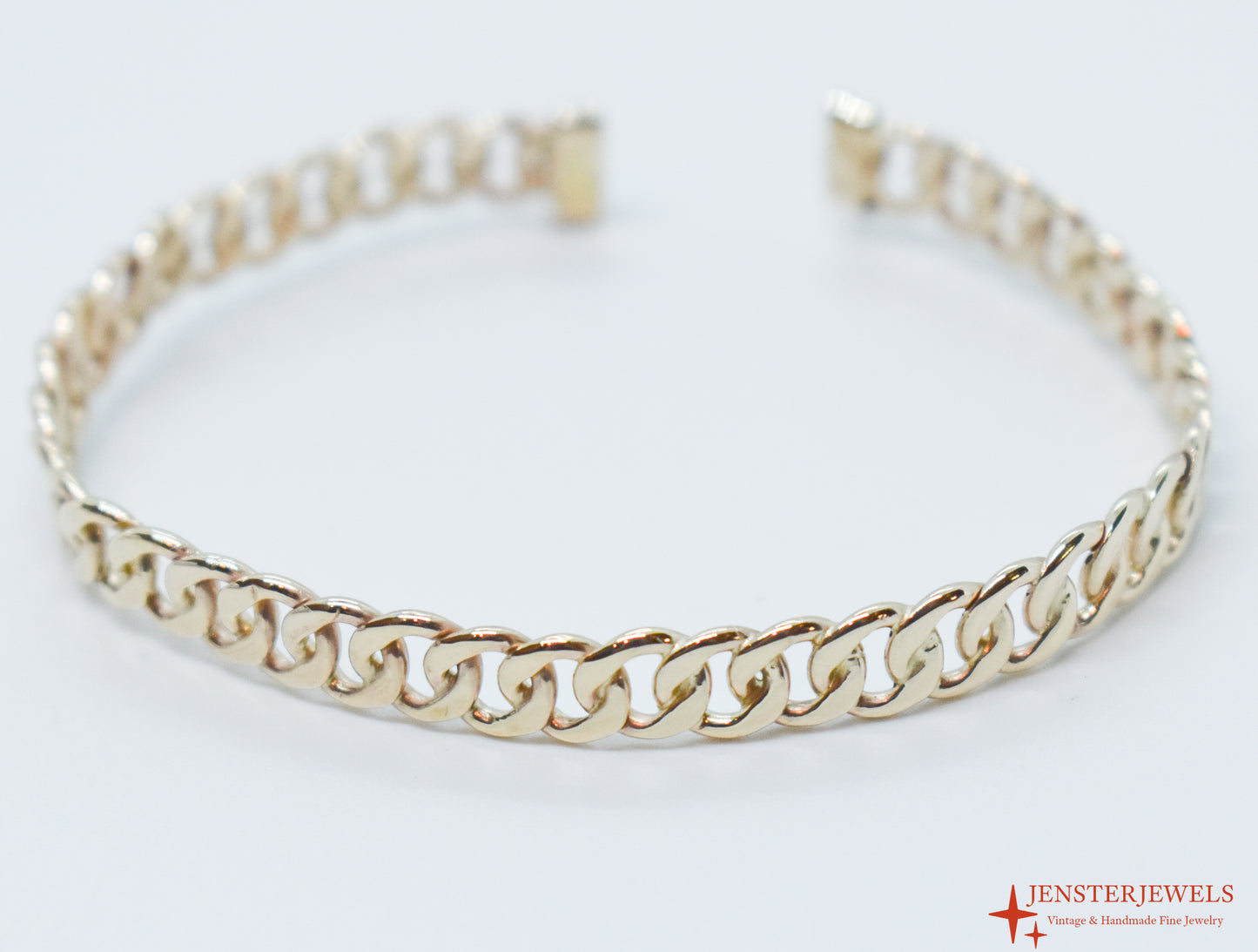 Handmade Solid 14k Yellow Gold Cuban Link Cuff Bracelet