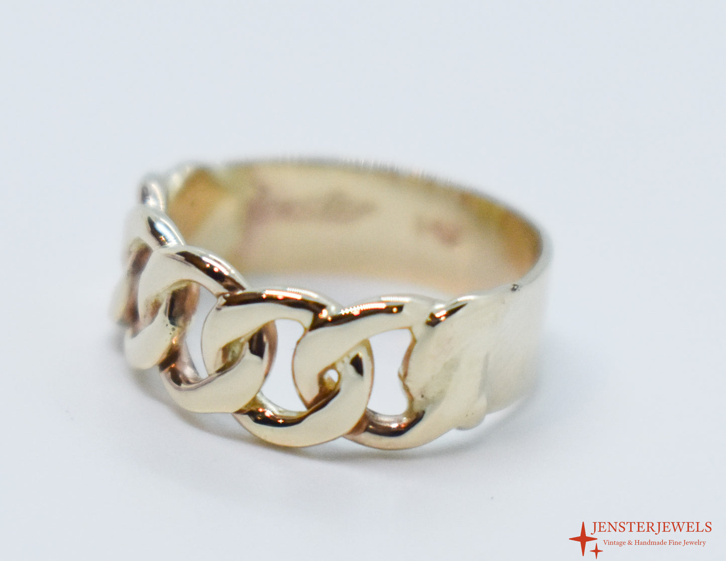 Handmade Solid 14k Gold Cuban Link Midi Ring Size 1 1/2