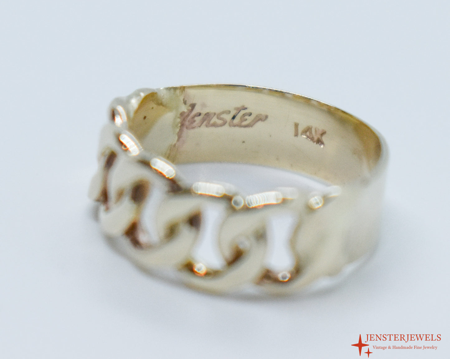 Handmade Solid 14k Gold Cuban Link Midi Ring Size 1 1/2