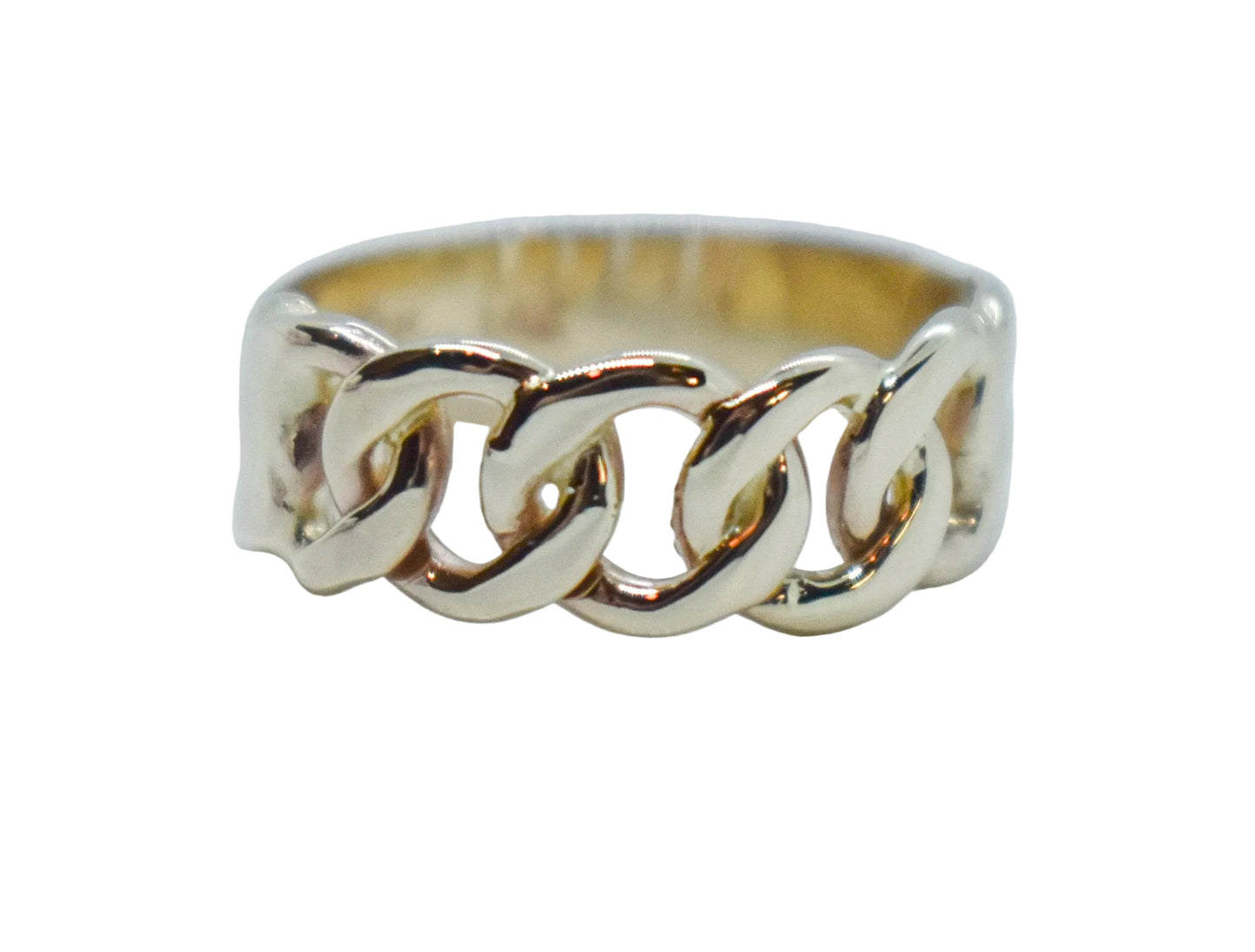 Handmade Solid 14k Gold Cuban Link Midi Ring Size 1 1/2