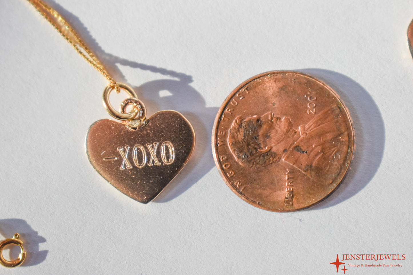 Handmade 14k Gold Candy Heart “XOXO” Necklace – Valentine’s Day