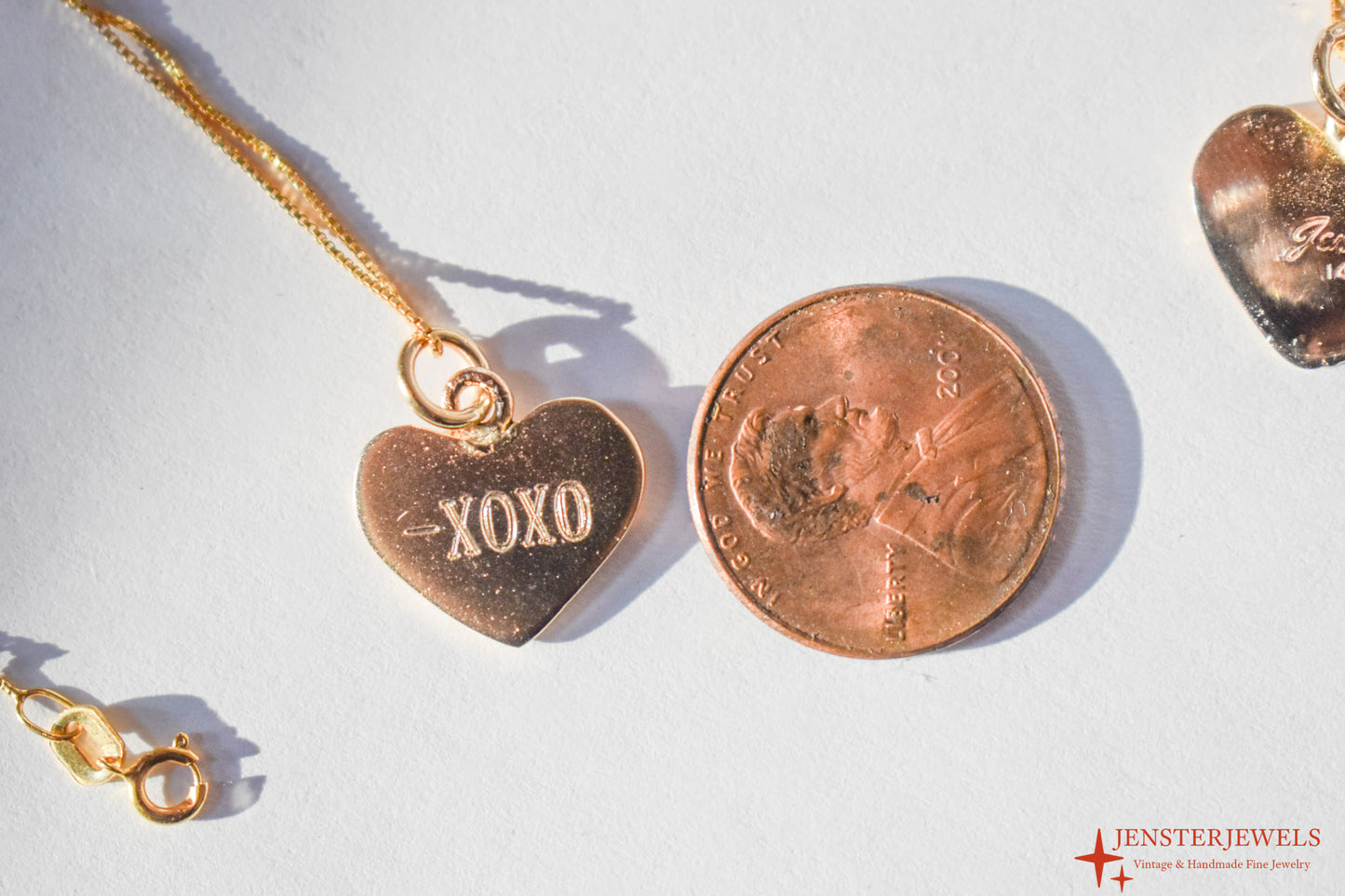 Handmade 14k Gold Candy Heart “XOXO” Necklace – Valentine’s Day