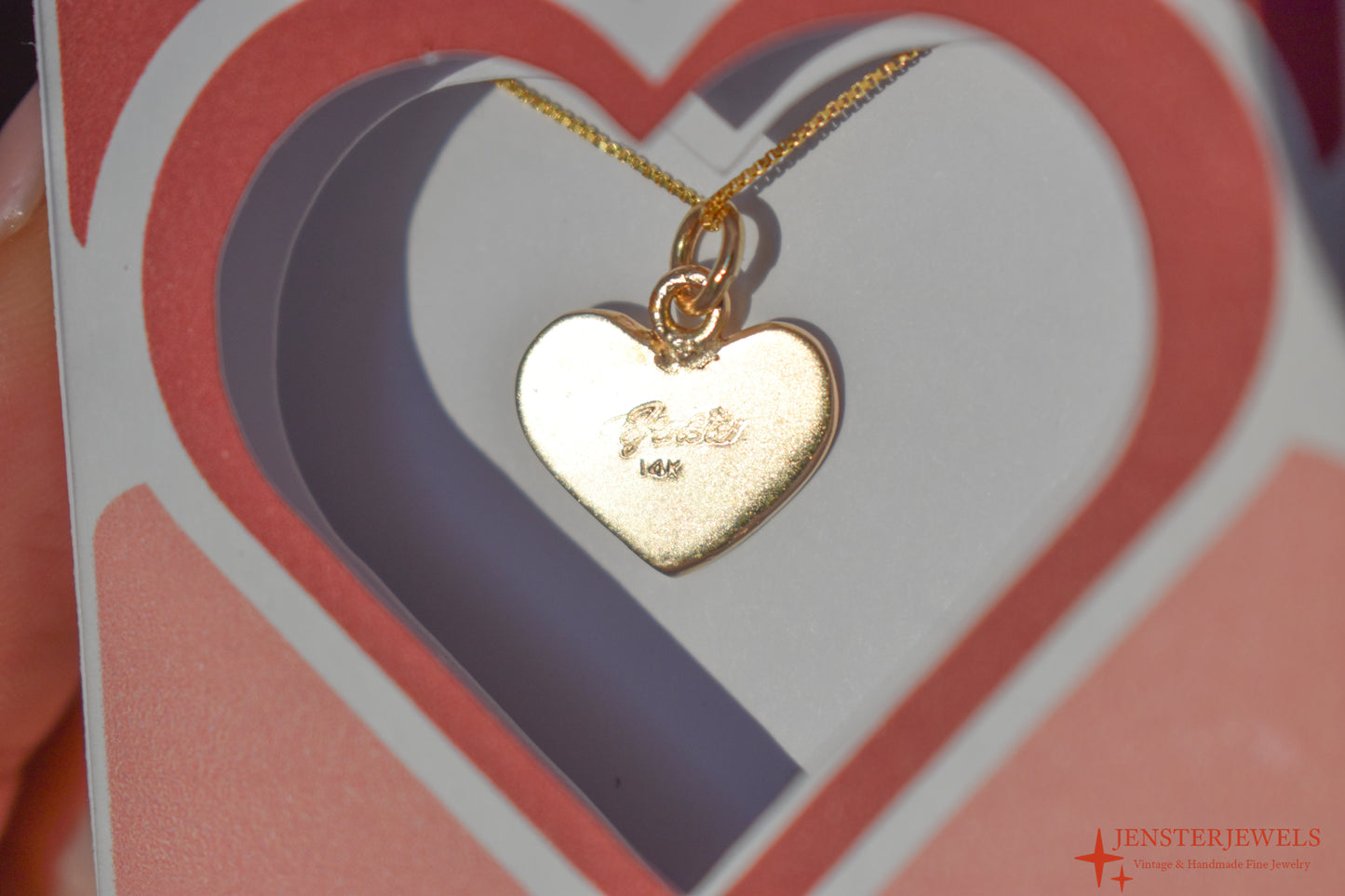 Handmade 14k Gold Candy Heart “XOXO” Necklace – Valentine’s Day