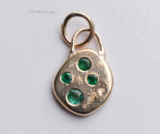 Handmade Solid 14k Yellow Gold Organic Emerald Starburst Pendant – JensterJewels
