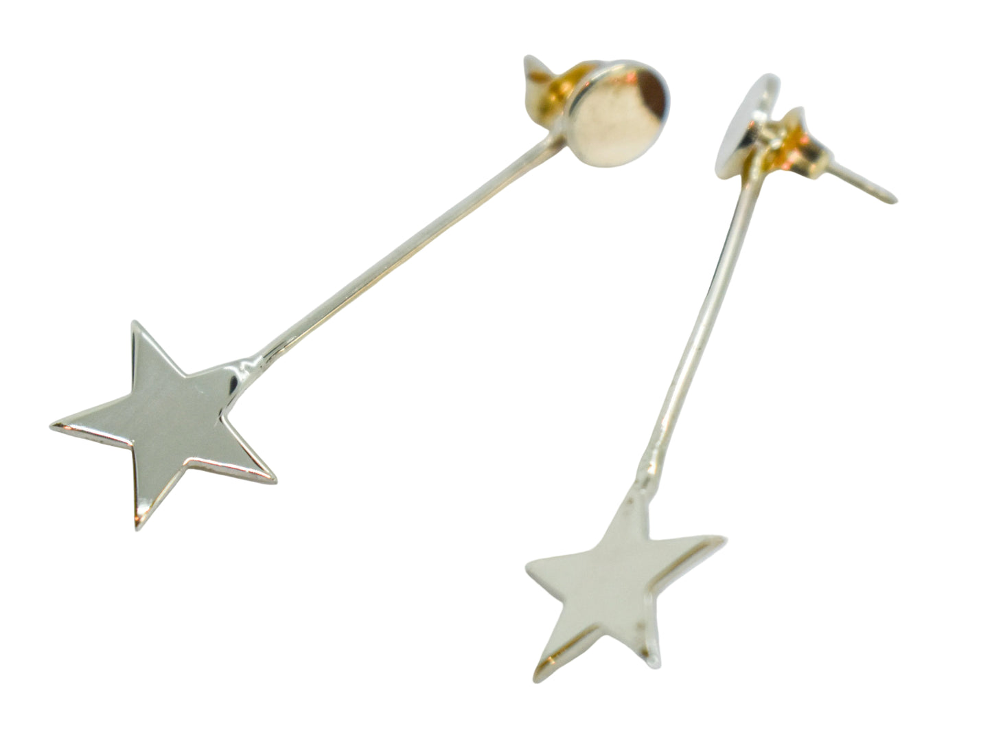 Handmade 14k Yellow Gold Star Drop Earrings