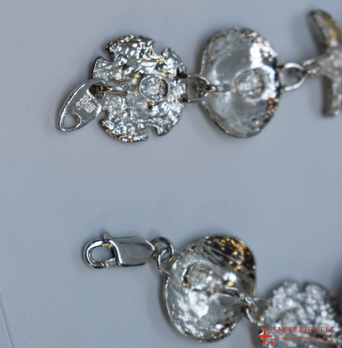 Vintage Sterling Silver Sea Life Link Bracelet 7 1/2"