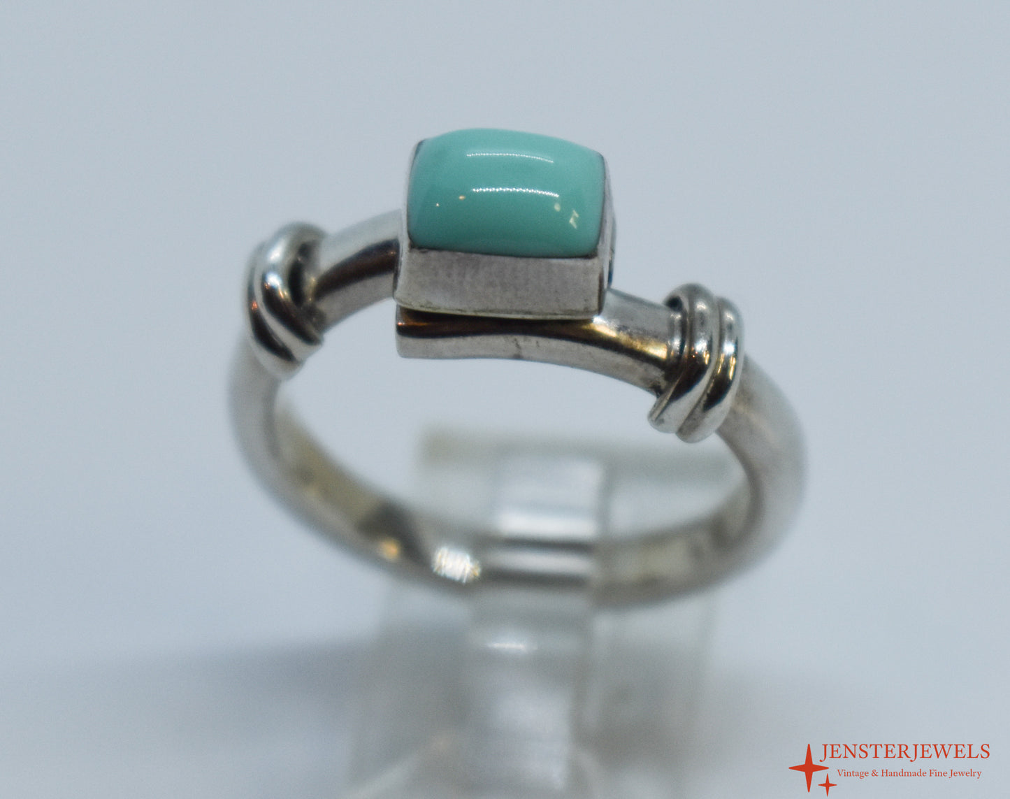 Vintage Sterling Silver Turquoise Ring Size 8 1/4