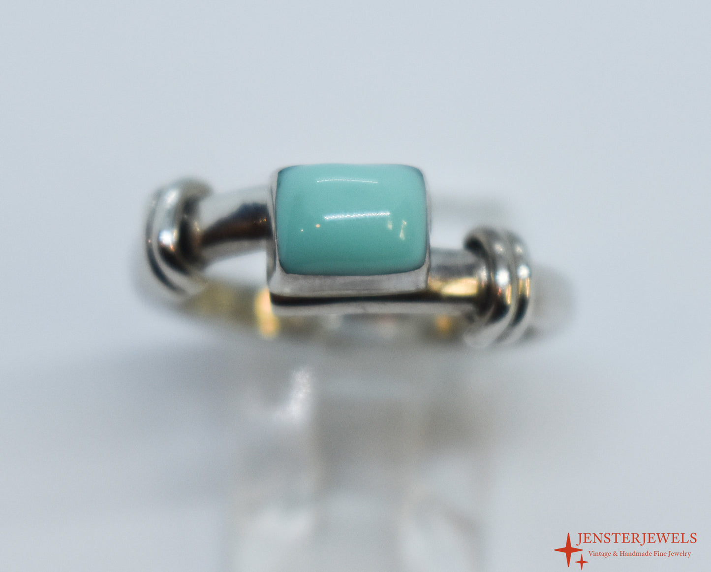 Vintage Sterling Silver Turquoise Ring Size 8 1/4