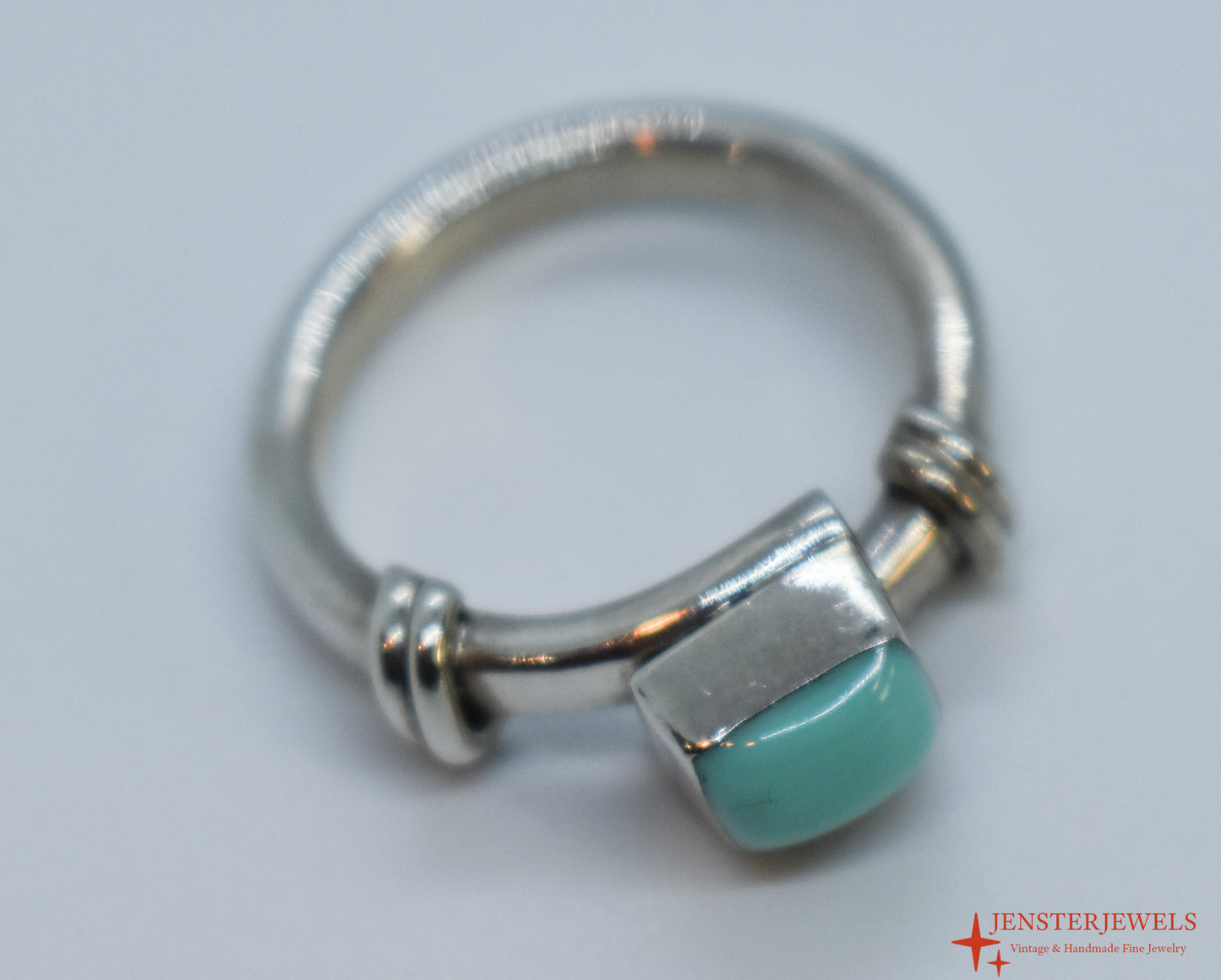 Vintage Sterling Silver Turquoise Ring Size 8 1/4