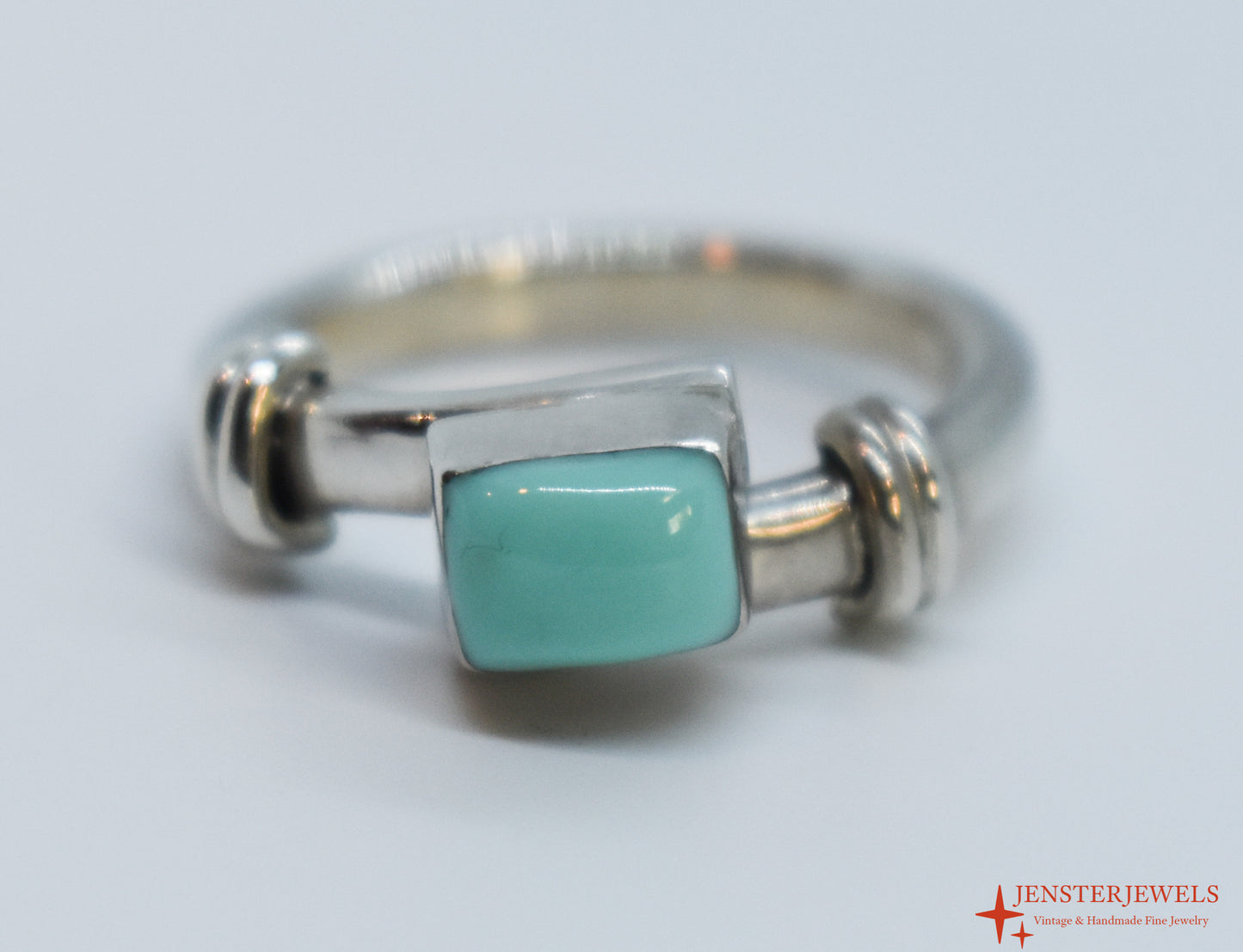 Vintage Sterling Silver Turquoise Ring Size 8 1/4
