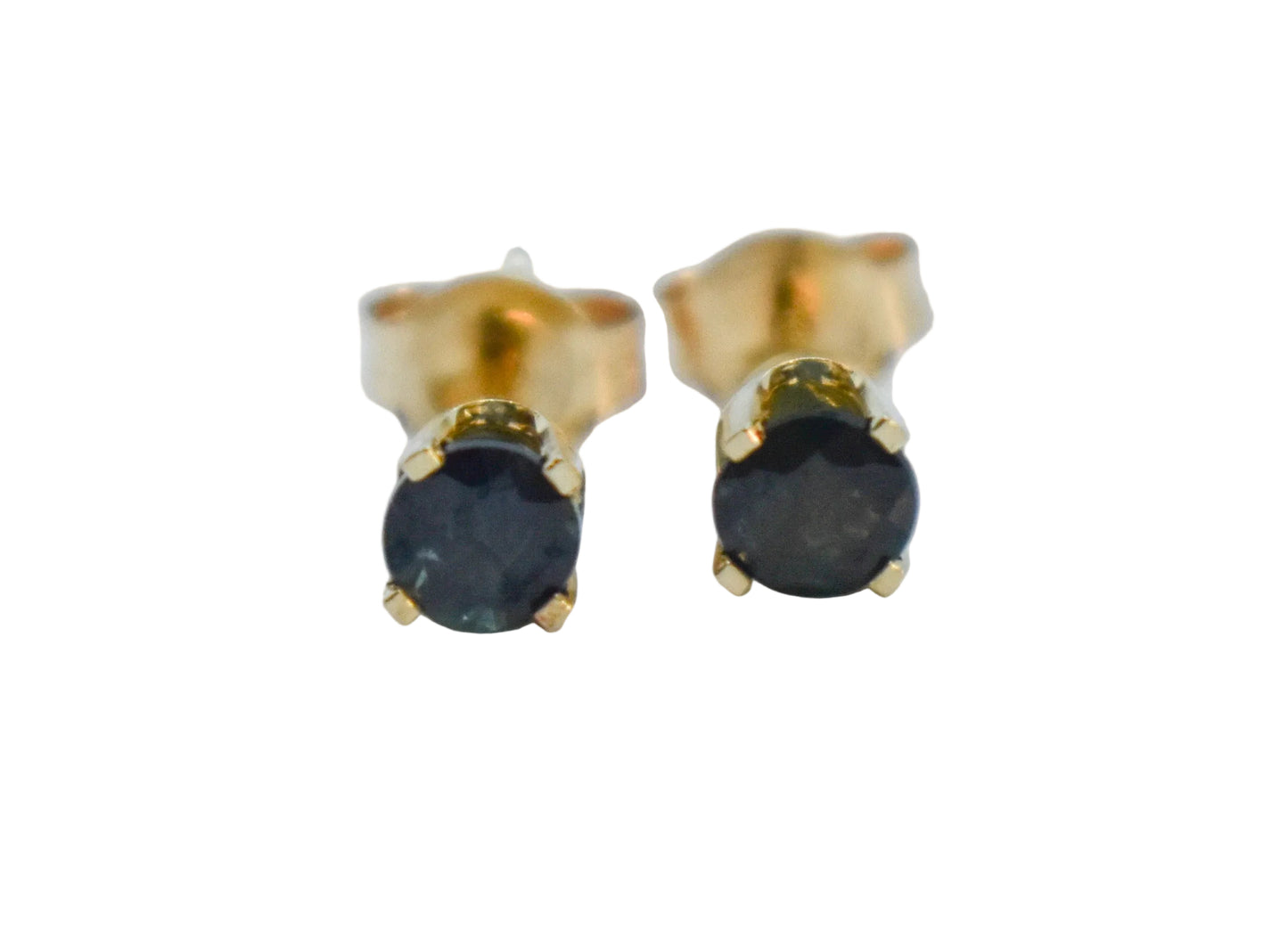 Vintage 14k Yellow Gold Sapphire Stud Earrings