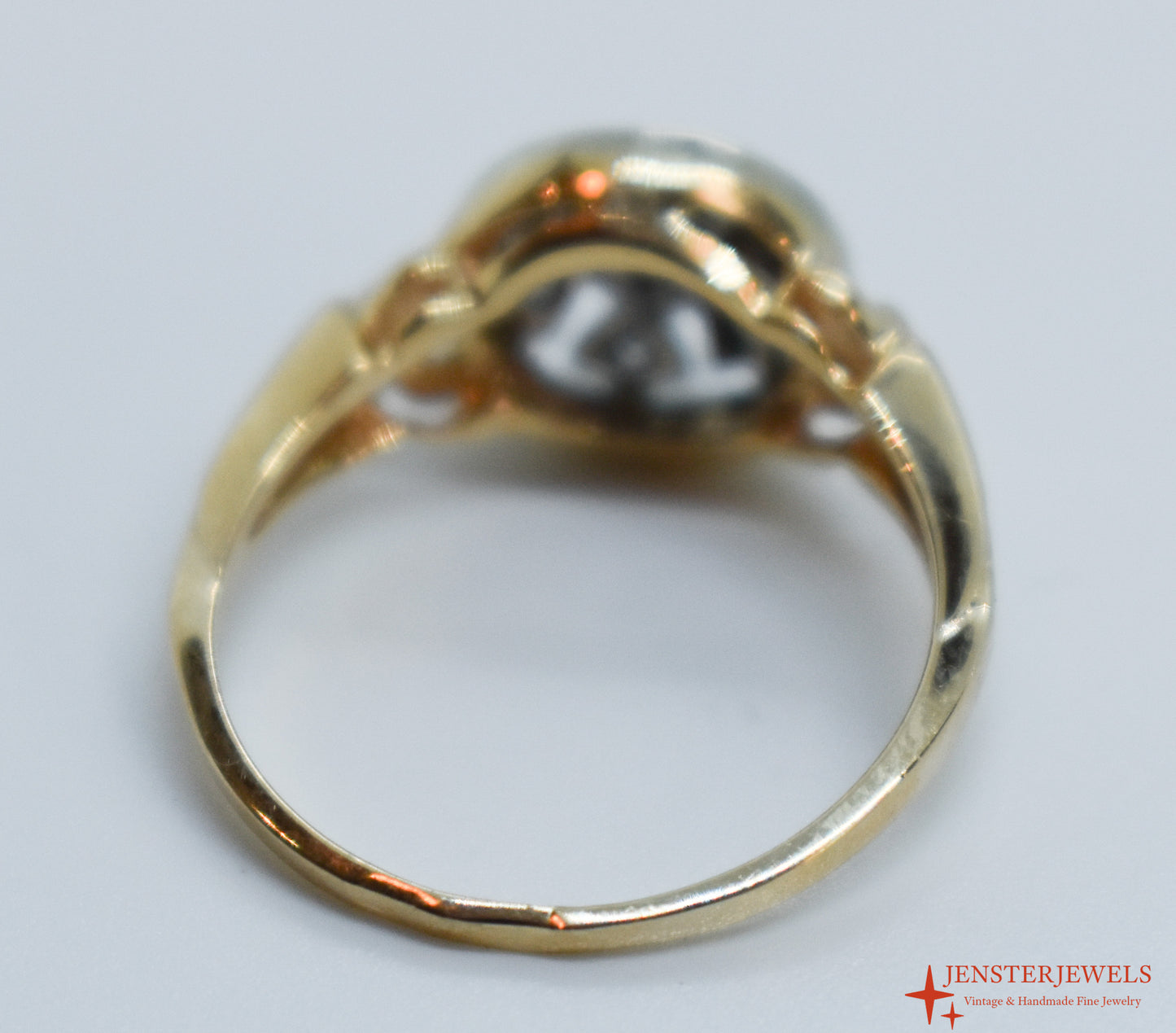 Vintage 14k Two-Tone Gold Diamond Cluster Ring Size 6 1/4
