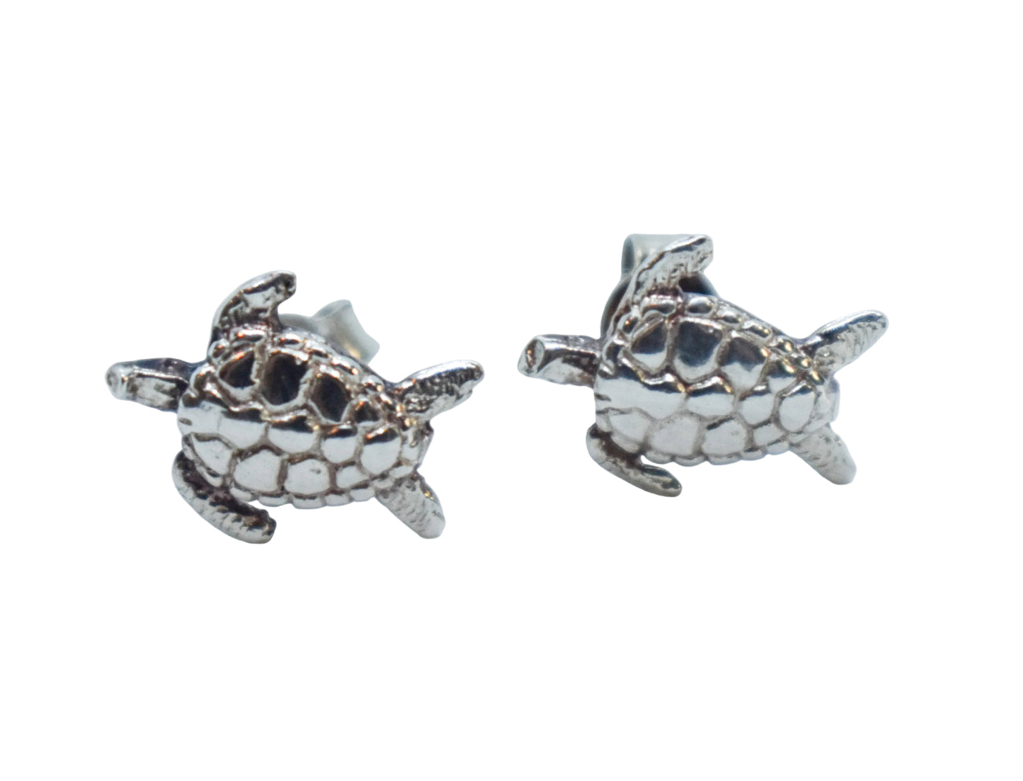 Vintage Sterling Silver Turtle Stud Earrings Small