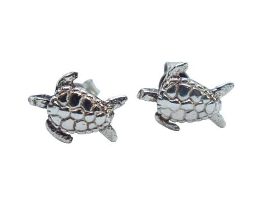 Vintage Sterling Silver Turtle Stud Earrings Small
