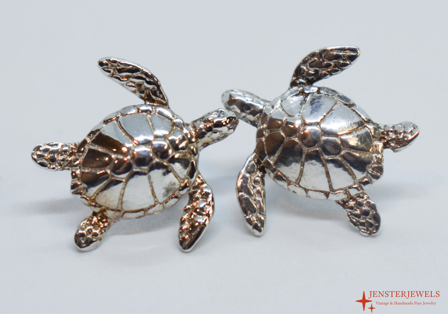 Vintage Sterling Silver Turtle Stud Earrings