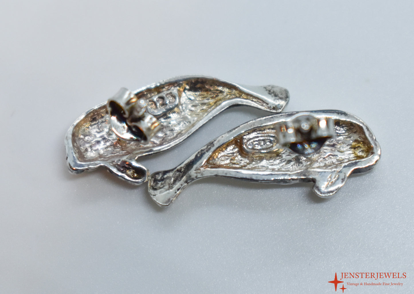 Vintage Sterling Silver Manatee Earrings