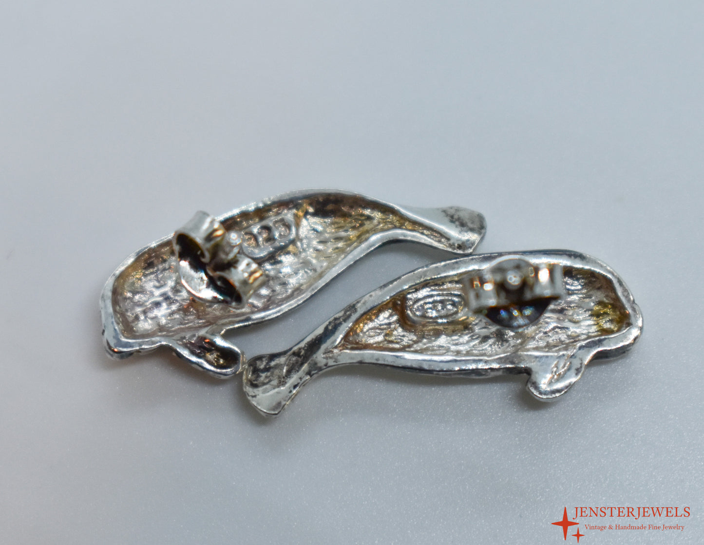 Vintage Sterling Silver Manatee Earrings