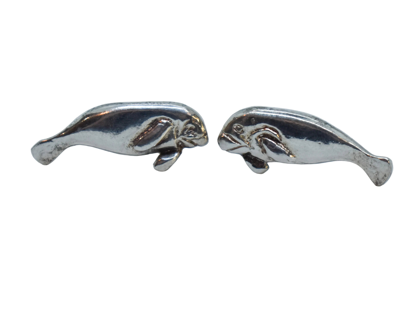 Vintage Sterling Silver Manatee Earrings